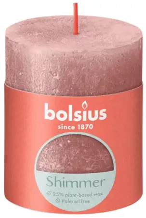 Bolsius Stompkaars Shimmer Pink - 8 x Ø6,8 cm