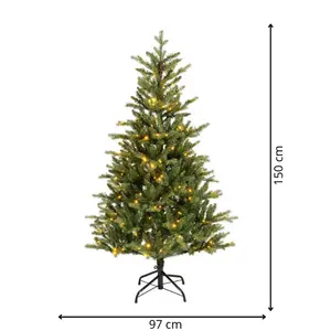 Everlands kunstkerstboom Alison pine LED 220 lampjes - 150cm - afbeelding 2