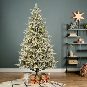 Everlands kunstkerstboom Alison pine snowy LED 320 lampjes - 180cm - afbeelding 5