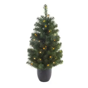 Everlands kunstkerstboom Imperial potted tree LED 50 lampjes - 90cm - afbeelding 1