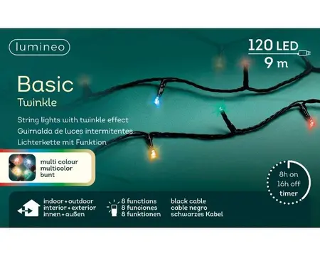 Lumineo LED basic lights 8 functie twinkel effect - multi - 900cm - afbeelding 6