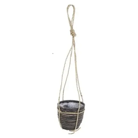 van der Leeden hanging pot stripe black wash - d20 x h19 cm