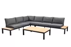 YOI Tori lounge corner set zwart/teak